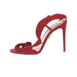 Aquazzura Red Suede Slingback Sandals Size 37/US 7